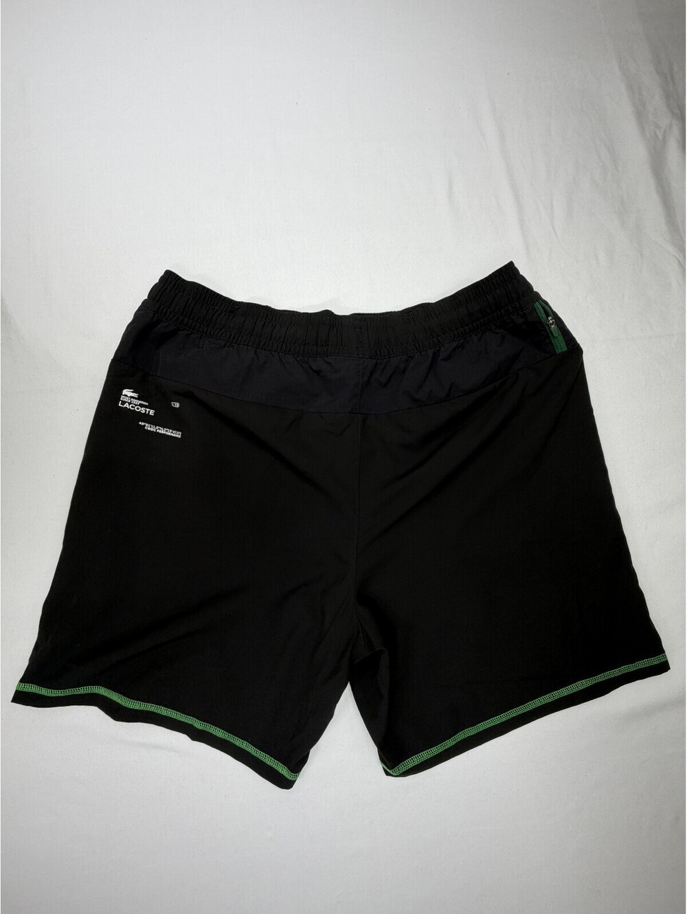 Lacoste Sport Men's Athletic Shorts Layered Elastic Waistband Size Large Black